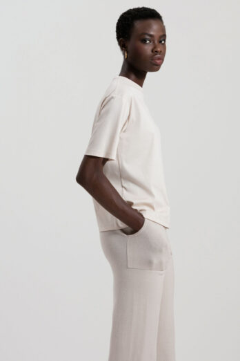 t-shirt-luisa-cerano biały elegancki z napisem logo eleganckie szwy butik luisa