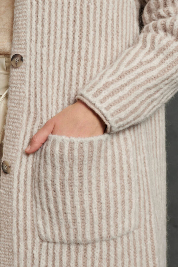 sweter-luisa-cerano-kardigan długi beżowy prazkowany przyjmeny modowy ciepły butik lusia