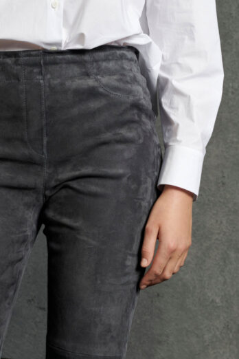 pants-luisa-cerano leather suede graphite elegant fashion boutique luisa