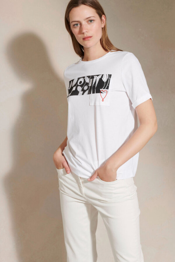 t-shirt-luisa-cerano-klasyczny biały modowy nadruk butik luisa bydgoszcz