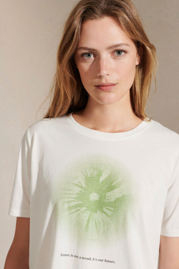 t-shirt-luisa-cerano-bawełna miękki biały zielony nadruk butik luisa bydgoszcz