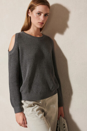 sweater-luisa-cerano-fashion graphite with cut-outs elegant lusia boutique bydgoszcz