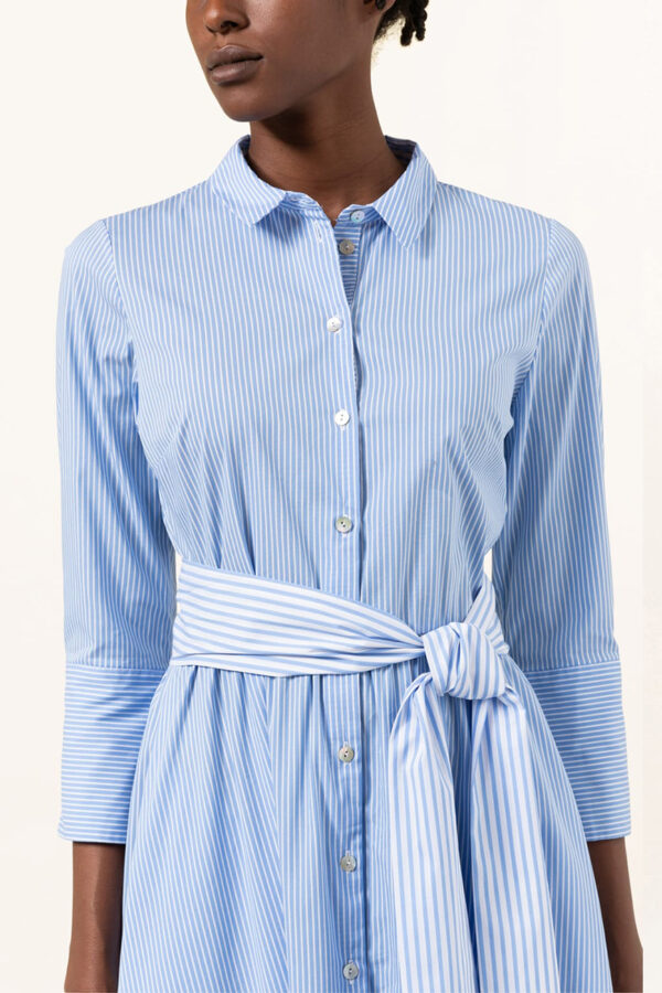 sukienka-sem-per-lei-elastyczna błękitna a w paski kształt A butik luisa
