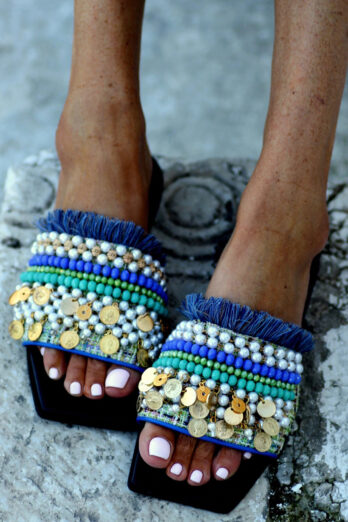 sandals-elina-linardaki-mykonos colorful crystals chains luisa boutique bydgoszcz