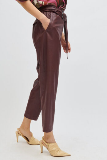 pants-luisa-cerano-striped faux leather elastic waistband boutique luisa