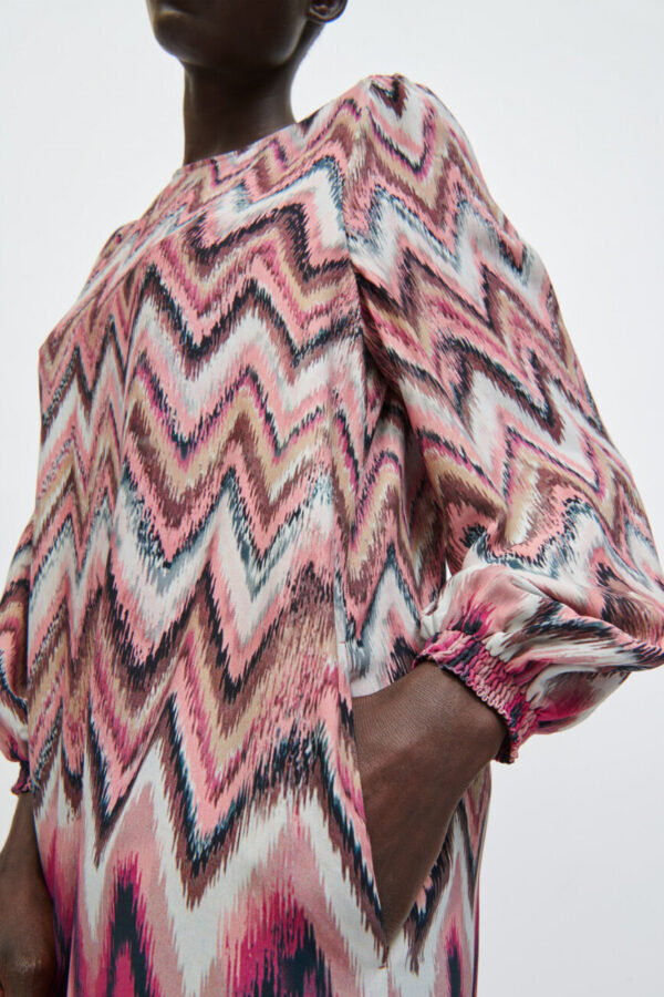 suknia-luisa-cerano-prosta przewiewna ekskluzywny print okragly dekolt butik luisa