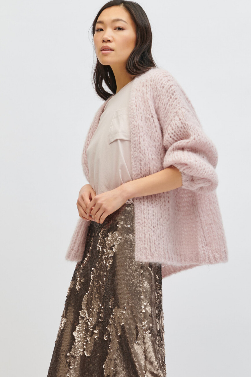 sweter-luisa-cerano-kardigan różowy oversize luźny ciepły gruby butik luisa
