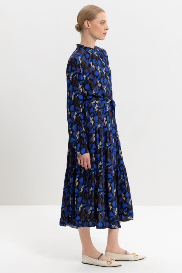 suknia-luisa-cerano-długa satyna wzór liści mocne kolory butik luisa