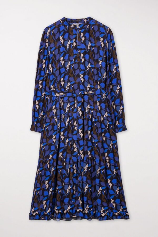 suknia-luisa-cerano-długa satyna wzór liści mocne kolory butik luisa