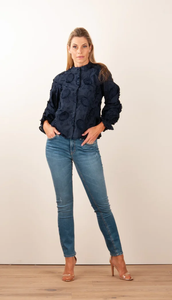 spodnie-cambio-jeansy zdobione cyrkonie klasyczne grafit butik luisa