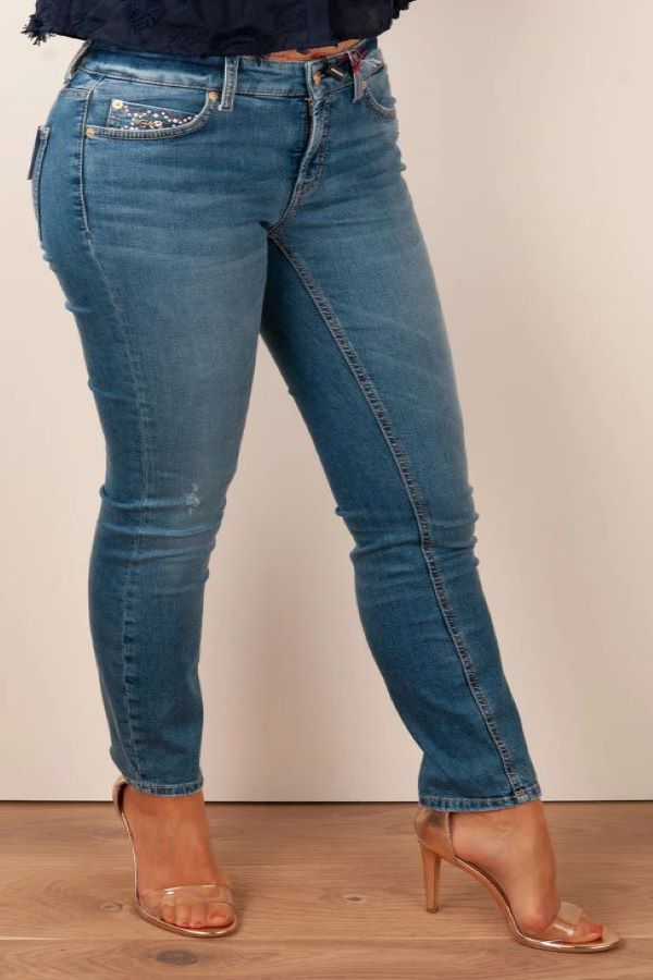 spodnie-cambio-jeansy zdobione cyrkonie klasyczne grafit butik luisa