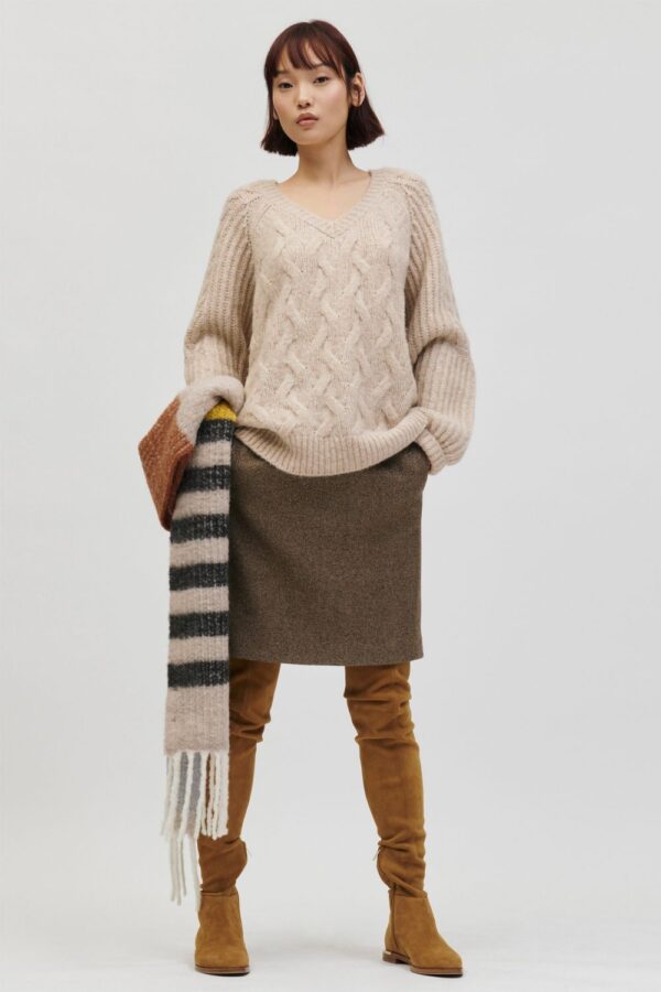 sweter-luisa-cerano- włoska przędza warkoczowy dekolt miły butik luisa