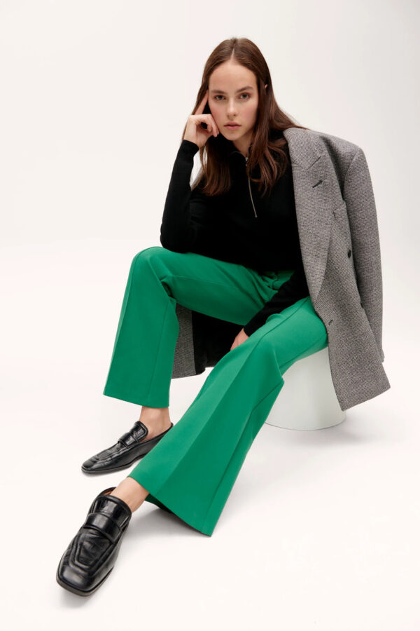 spodnie-cambio-zielone-fawn-rozkloszowane-modowe-butik-luisa z kantem