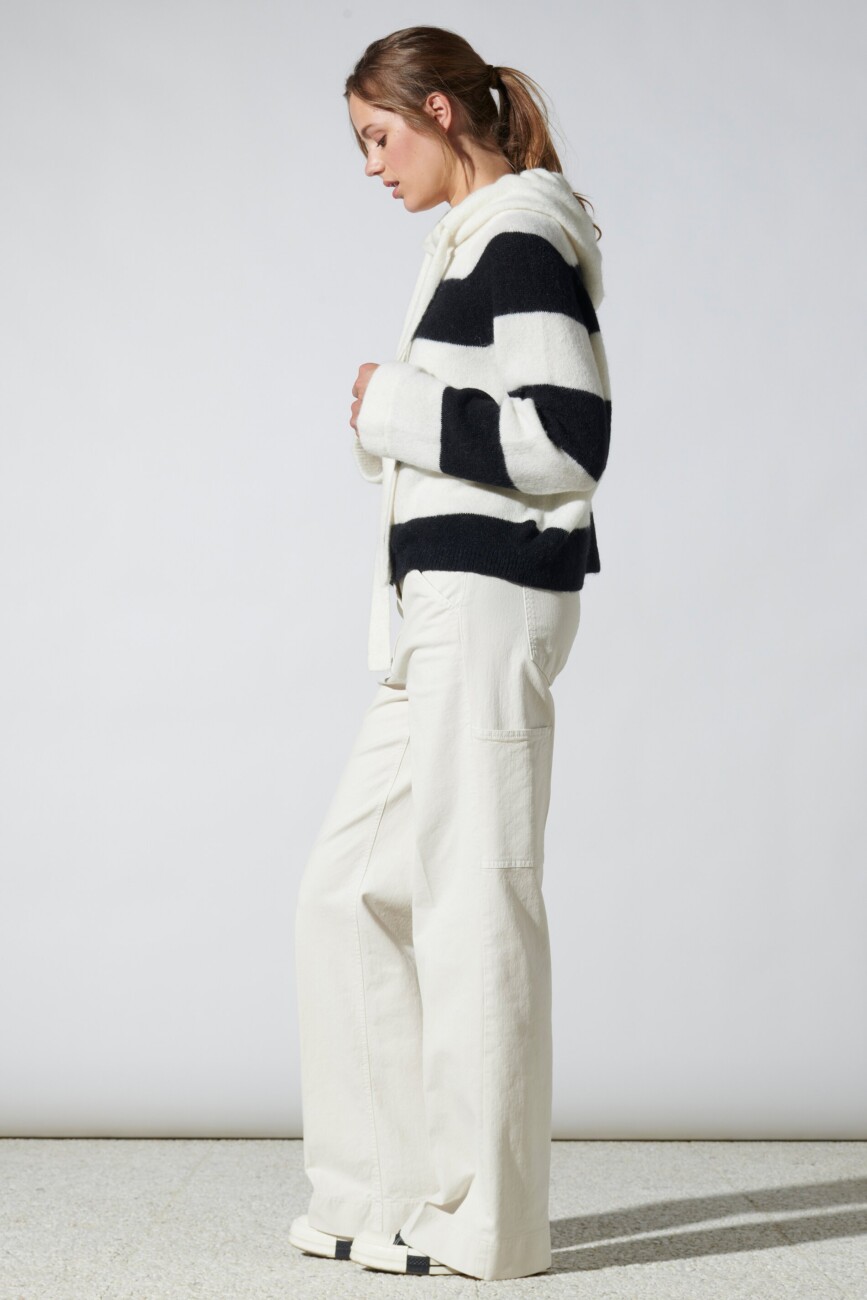 sweter-luisa-cerano-kaptur w pasy alpaka szeroki szerokie rękawy butik luisa bydgoszcz