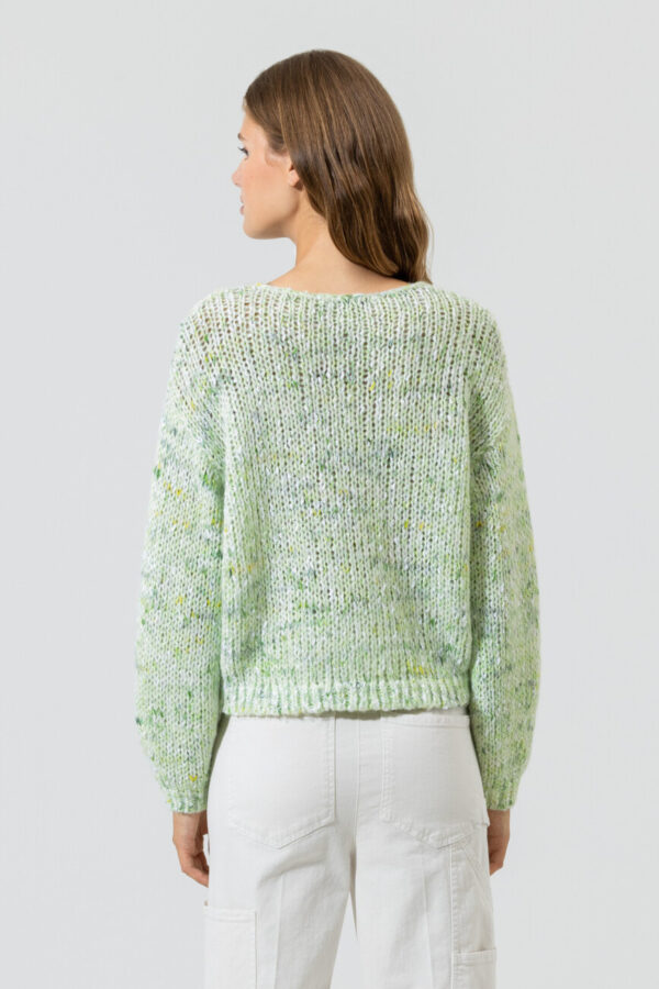 sweter-luisa-cerano-melanżowy zielony włoski dekolt ramiona butik luisa