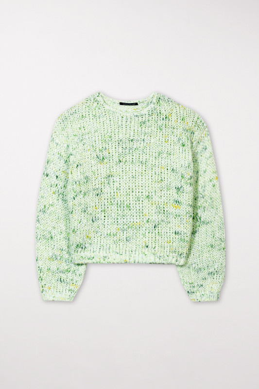 sweter-luisa-cerano-melanżowy zielony włoski dekolt ramiona butik luisa