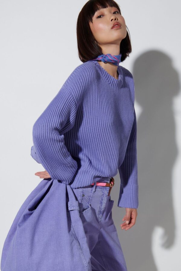 sweter-luisa-cerano-bawełniana dekolt ściągacze elegancki lila butik luisa