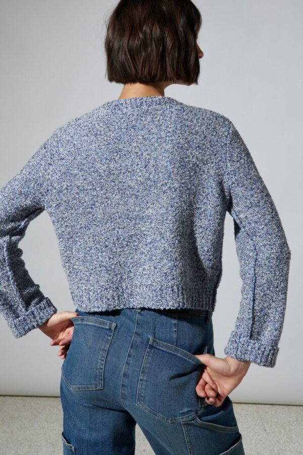 sweter-luisa-cerano-krótszy cętkowany z broszką elegancki casual butik luisa